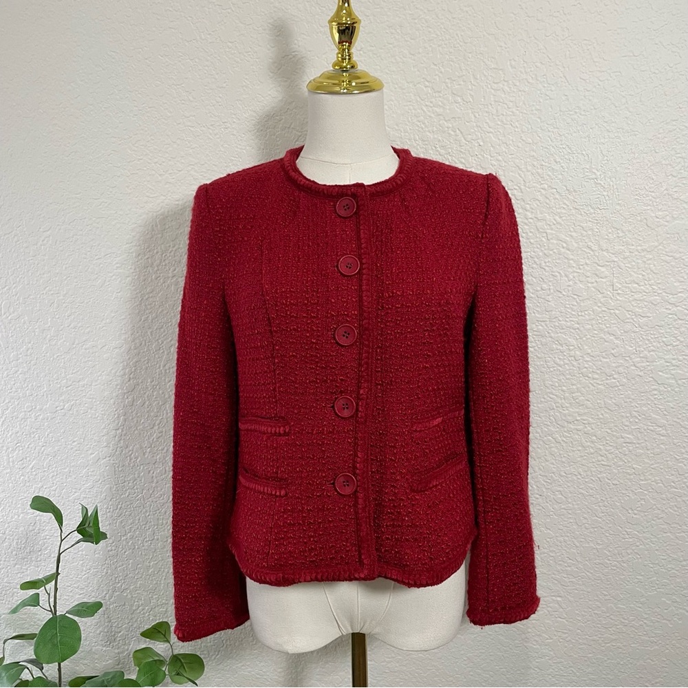 Pendleton Red Bouclé Knit Jacket